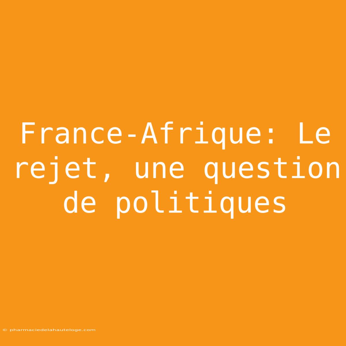 France-Afrique: Le Rejet, Une Question De Politiques