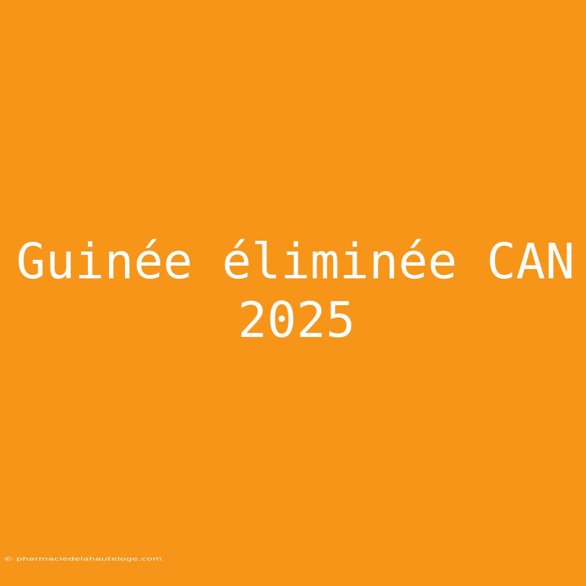 Guinée Éliminée CAN 2025