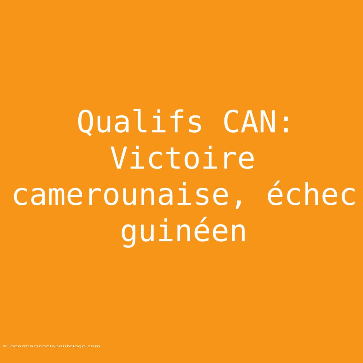 Qualifs CAN: Victoire Camerounaise, Échec Guinéen