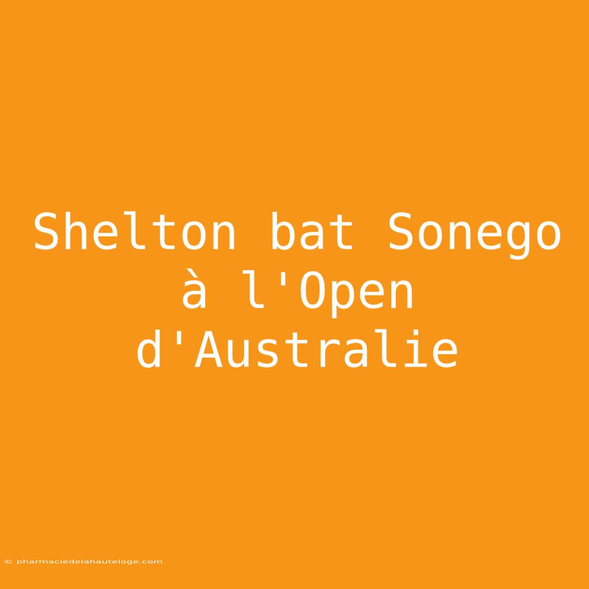 Shelton Bat Sonego À L'Open D'Australie