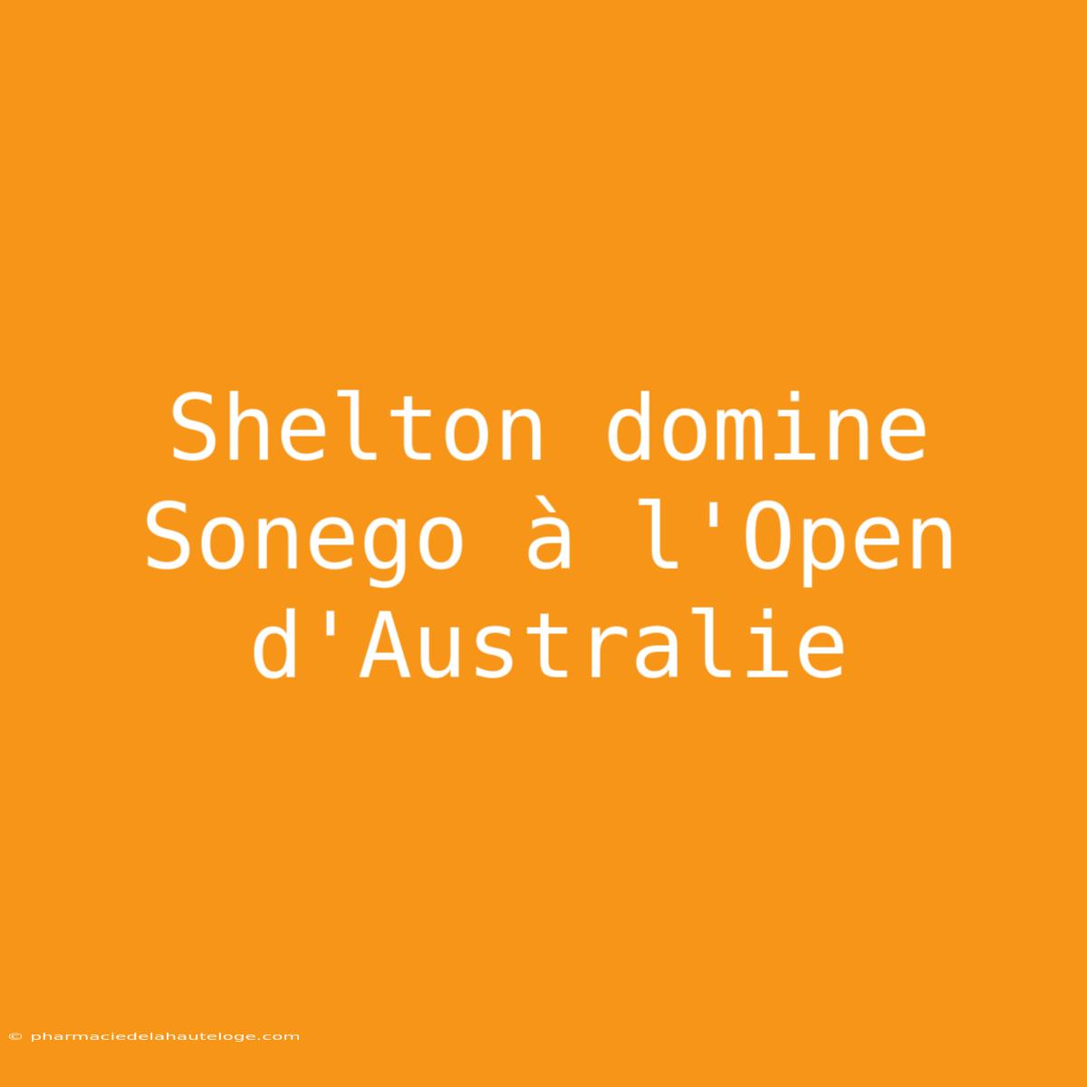 Shelton Domine Sonego À L'Open D'Australie