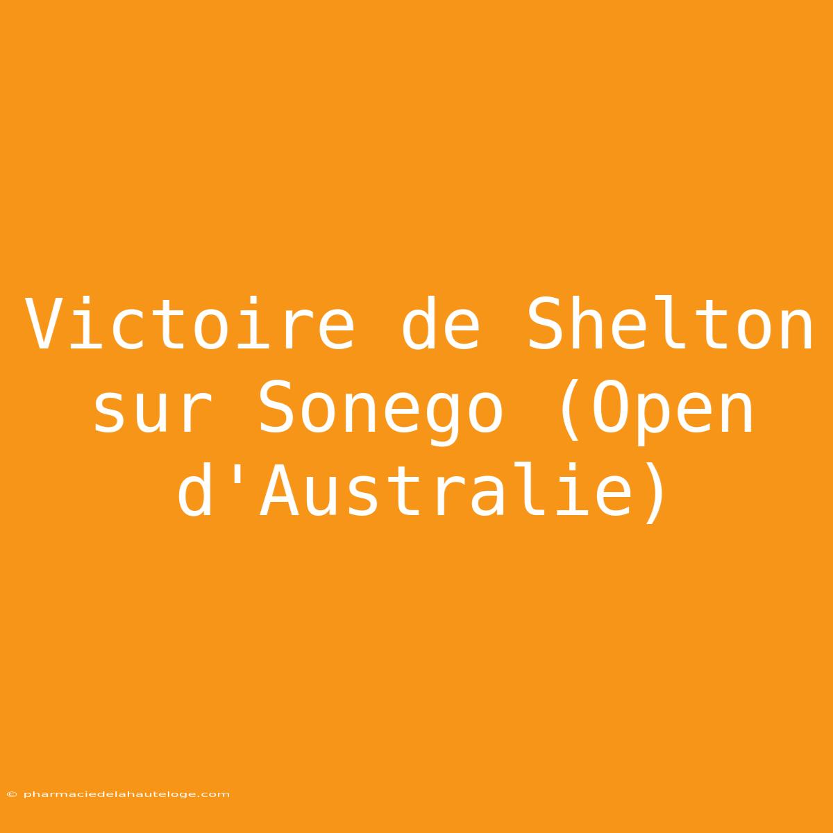 Victoire De Shelton Sur Sonego (Open D'Australie)