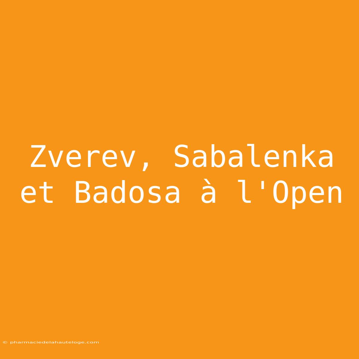 Zverev, Sabalenka Et Badosa À L'Open